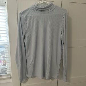 Madewell Soft Gray/blue Ribbed Turtleneck